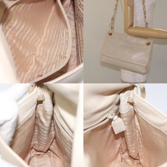 PRADA Shoulder Bag Leather Beige Auth - Picture 14 of 15